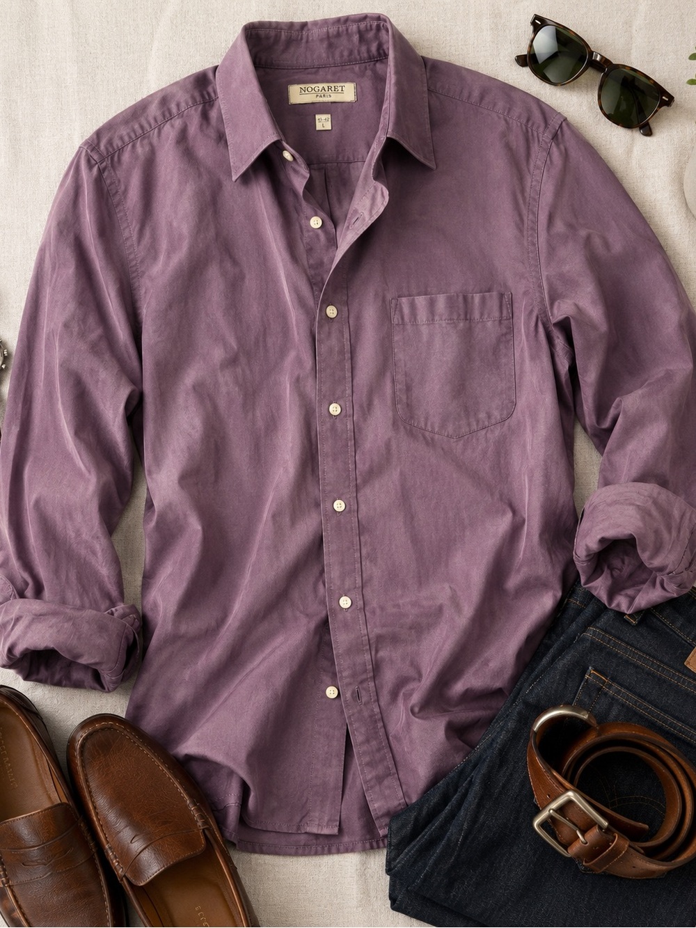 Vogart Purple Button-Up Dress Shirt
